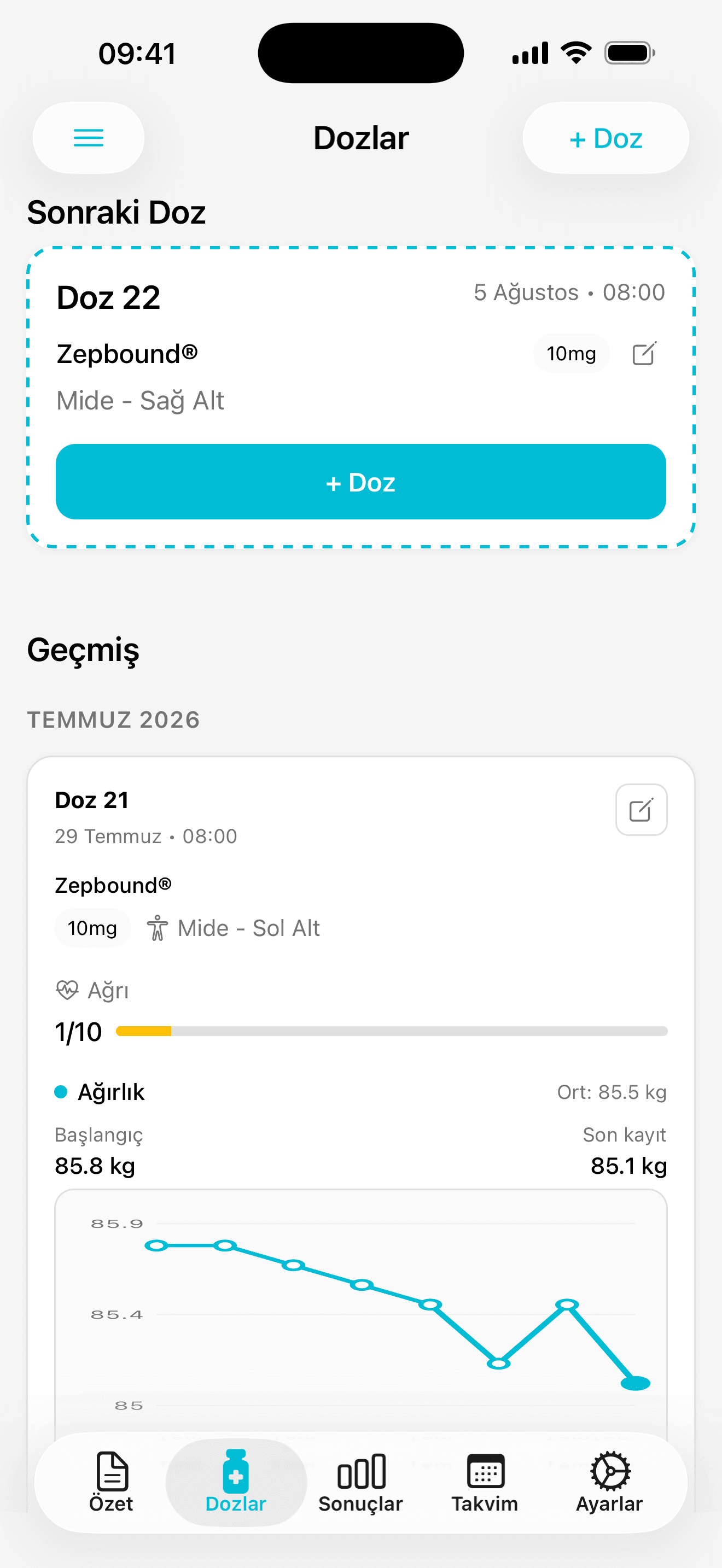 Dailivity uygulama ekranı: Doz gününüz hiçbir zaman belirsiz kalmaz.