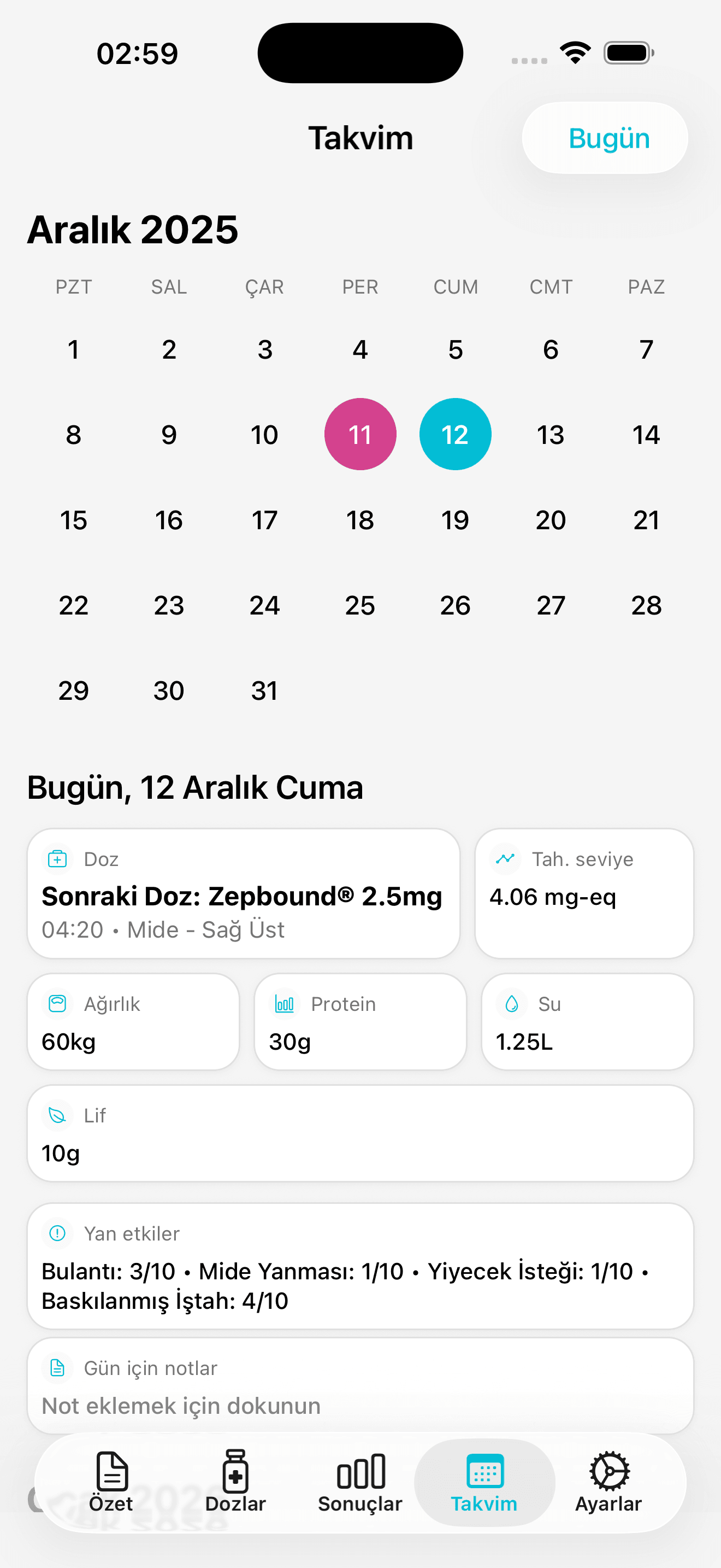 Günlük Sağlık Özeti