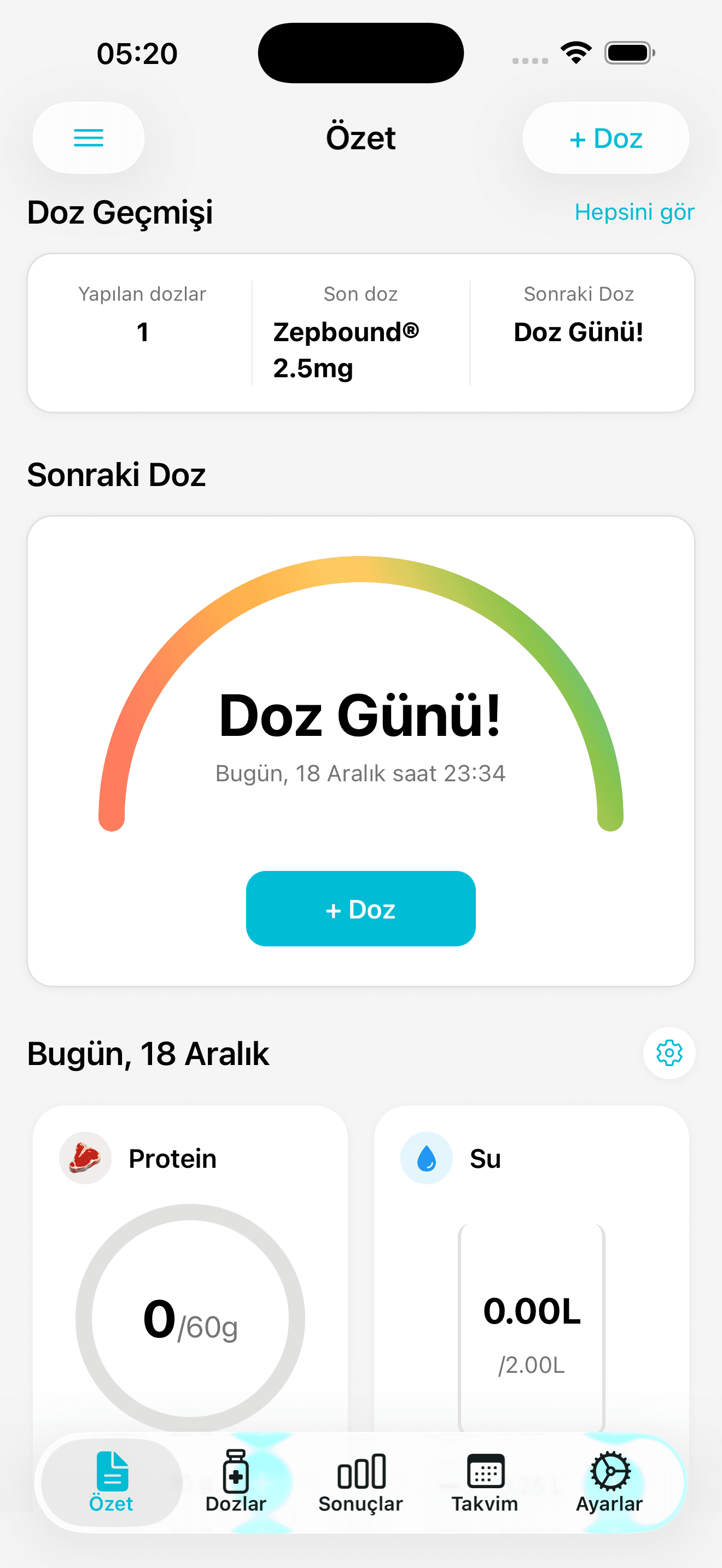 Dailivity app dashboard showing medication tracking